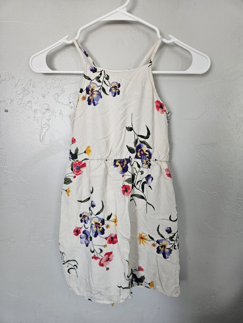 White Floral Sundress Purple and Pink Blooms Floral Old Navy Girls Small 6/7